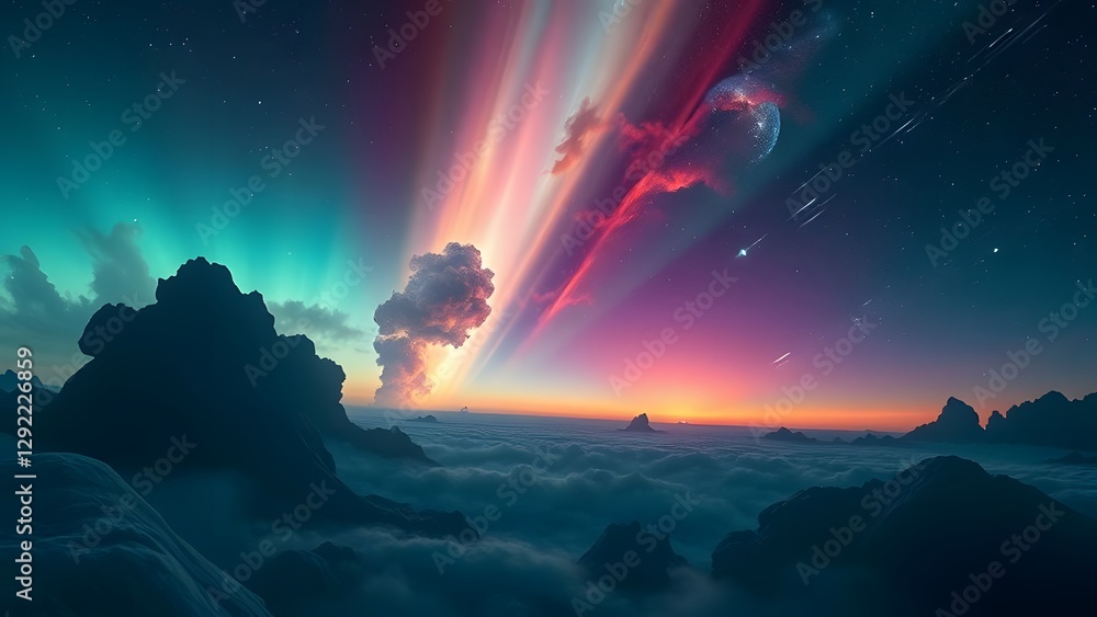 Obraz premium Majestic Twilight Sky Hyper-Detailed Cosmic Panorama