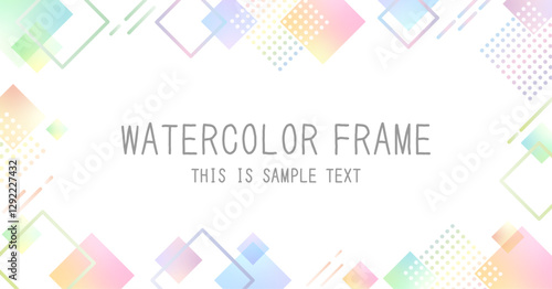 ポップでかわいい、水彩の背景素材（フレーム　メンフィス　バナー　タイトル　見出し　セール）