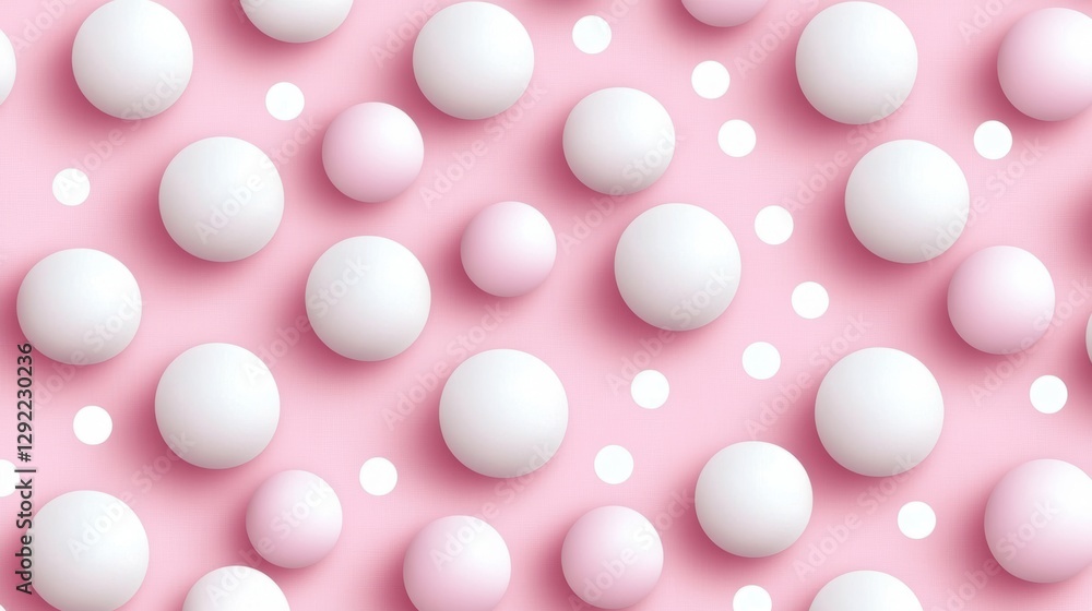 A visually appealing pattern featuring white and pink spheres on a soft pink background, ideal for use in designs related to beauty, health, and playful themes, perfect for marketing and branding, A visually appealing pattern featuring white and pink spheres on a soft pink background, ideal for use in designs related to beauty, health, and playful themes, perfect for marketing and branding,