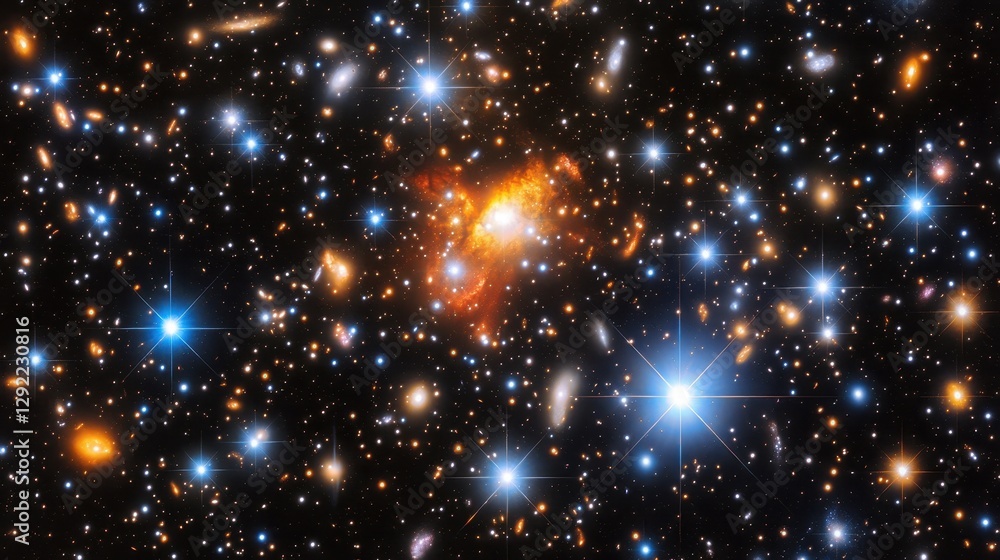 Obraz premium Spectacular cosmic beauty: star clusters and galaxies in expansive universe view