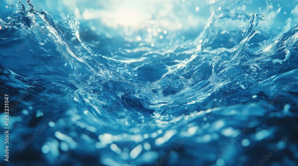 Obraz premium Dynamic splashing ocean waves at sunrise with sparkling sunlight reflection