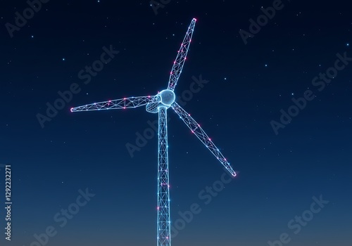 Wind Turbine Generating Electricity Using Digital Network Technology at Night