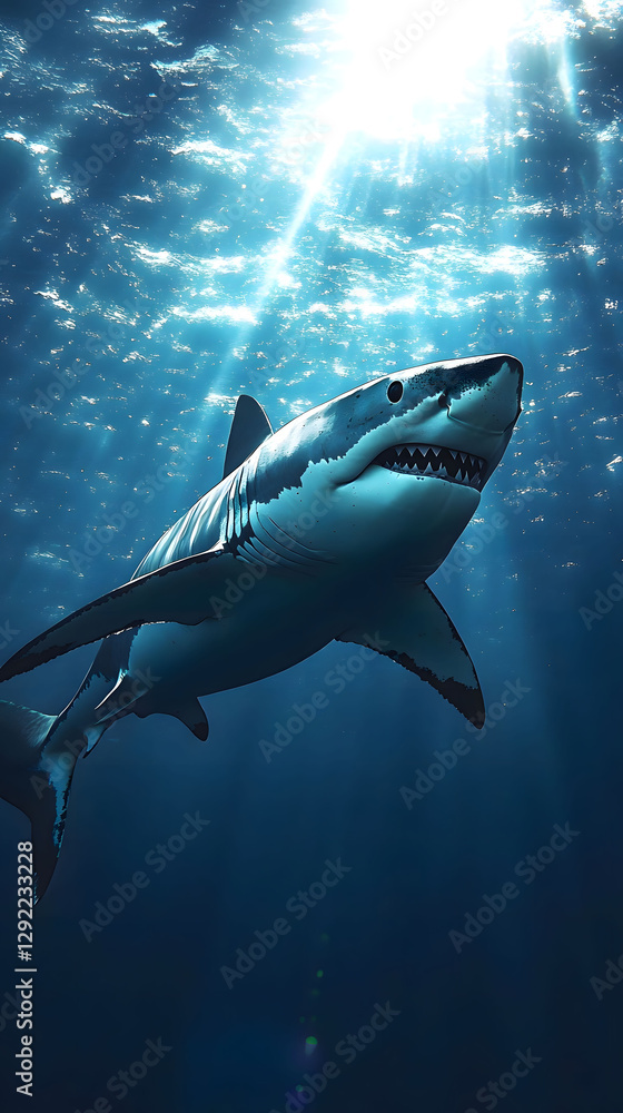 Obraz premium Majestic Great White Shark Underwater