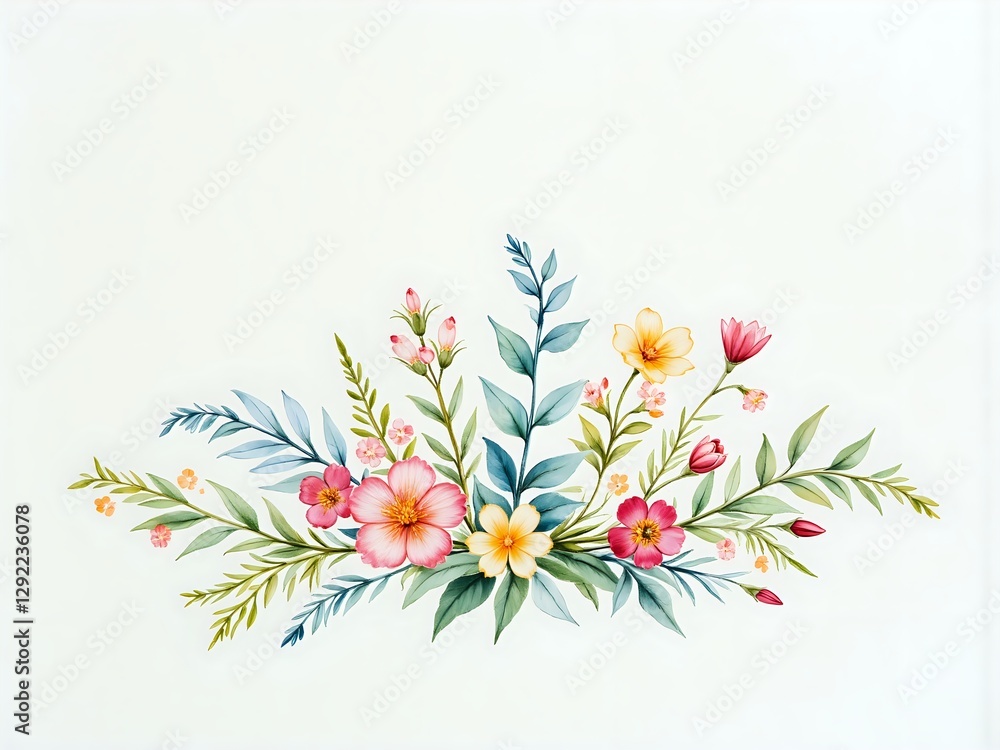 Obraz premium Delicate floral arrangement with leaves and blooms