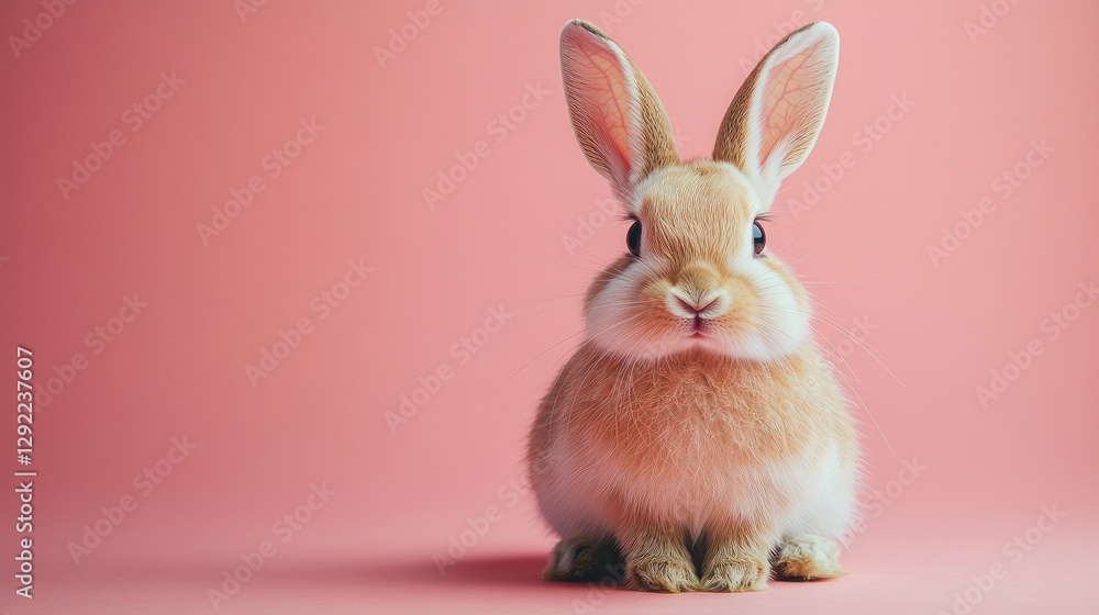 Photo of a little bunny, on a soft pink background Easter theme Photo of a little bunny, on a soft pink background Easter theme