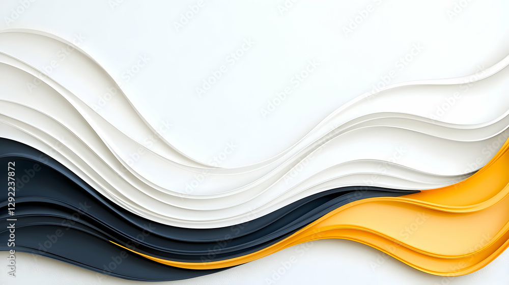 Obraz premium Abstract wave design, white, black, yellow, background