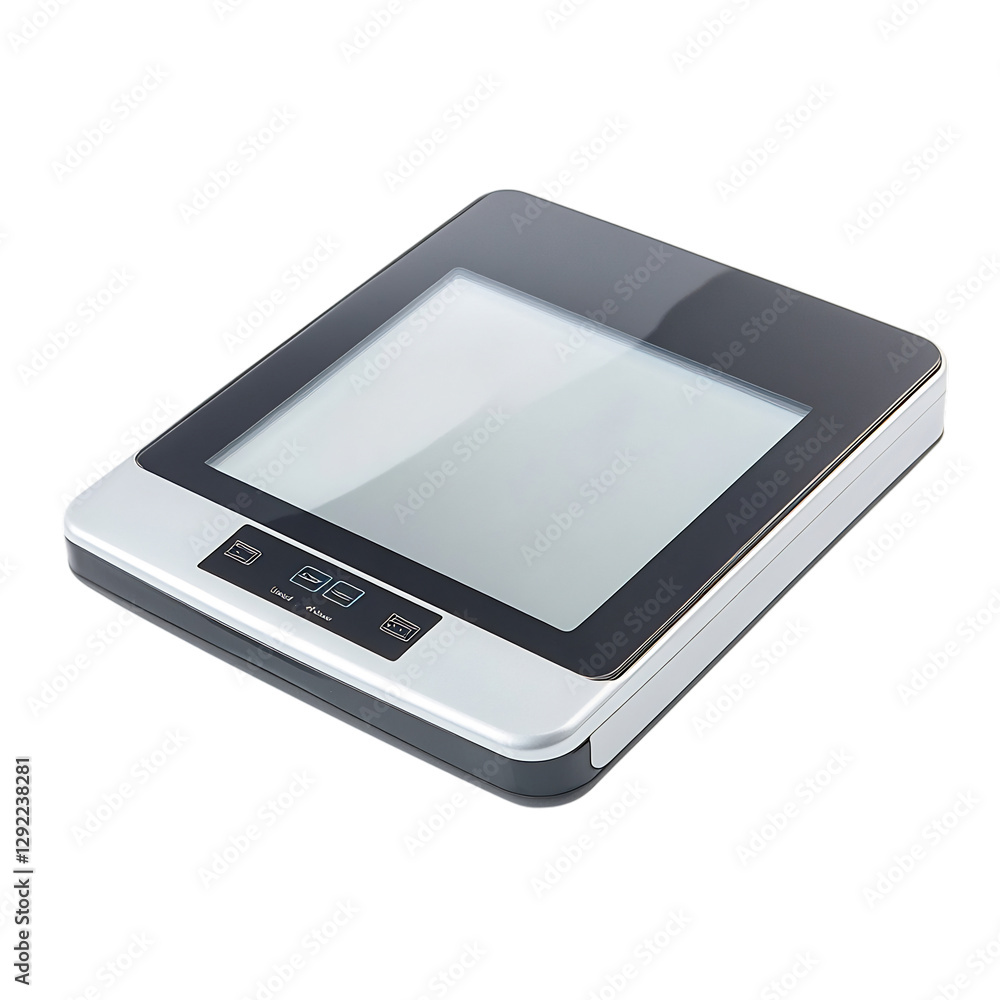 High Tech Smart Kitchen Scale with Touch Screen Isolated on Transparent Background High Tech Smart Kitchen Scale with Touch Screen Isolated on Transparent Background