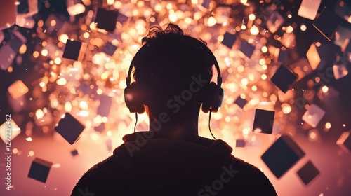 Immersed in sound and light, a soul journeys through a vivid dreamscape of wonder and excitement
