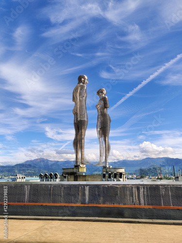 beautiful sculpture of Ali and Nino in the city of Batumi Georgia