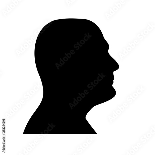Profile portrait silhouette of man face. Obesity, extra weight.