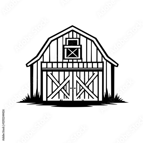 Vector illustration of a classic barn, portraying the simple simplicity, and structure of a rural building.
