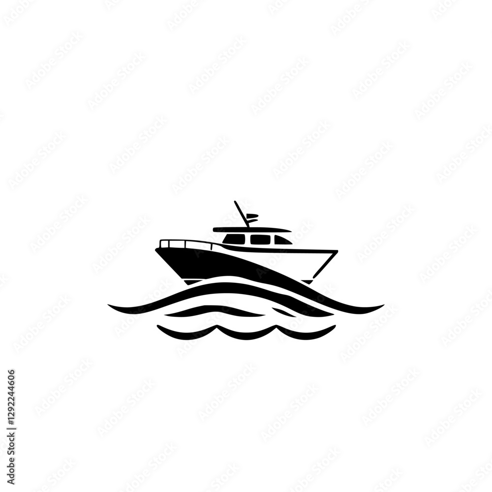 Boat icon vector illustration over the water with white background. Boat icon vector illustration over the water with white background.