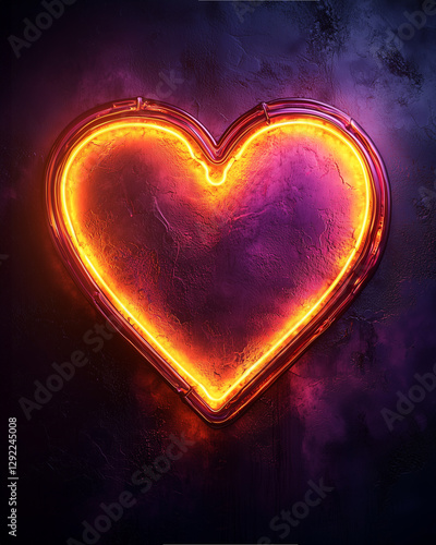Wallpaper Mural Heart symbol of love, Valentine - glows brightly with neon lights on a dark night background in urban style. Torontodigital.ca