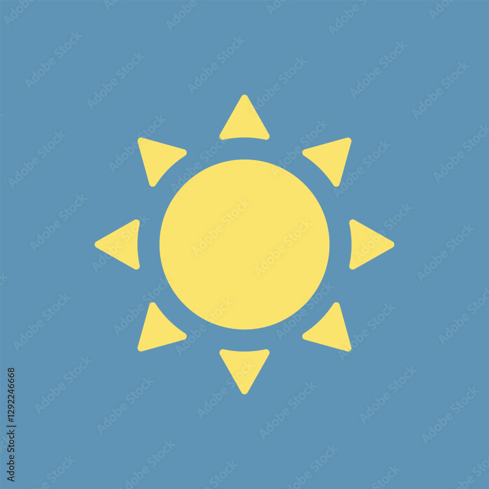 Vector illustration of sun icon, sun with rays, yellow sun, sunny, weather. Vector illustration of sun icon, sun with rays, yellow sun, sunny, weather.
