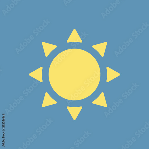 Vector illustration of sun icon, sun with rays, yellow sun, sunny, weather.	