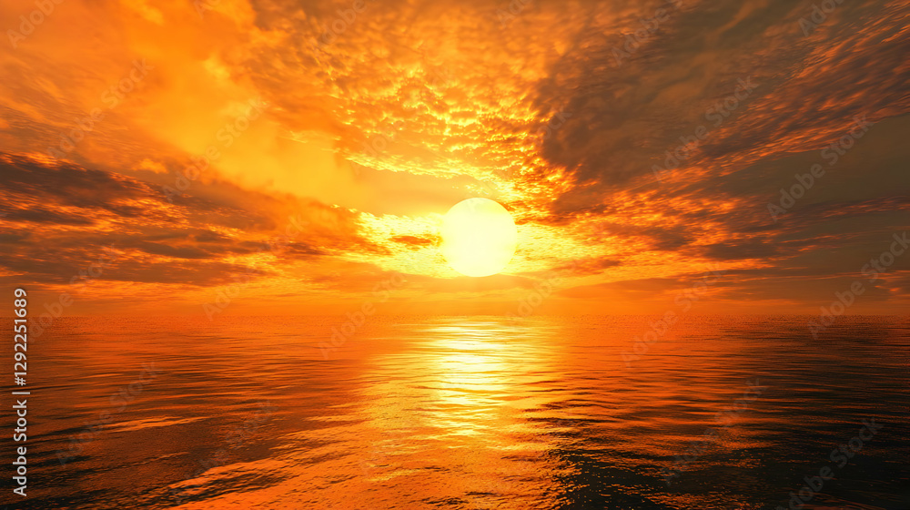 Obraz premium Fiery Sunset Over the Ocean