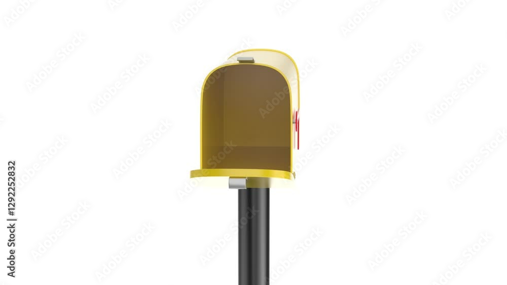 Empty yellow mailbox on white background Empty yellow mailbox on white background