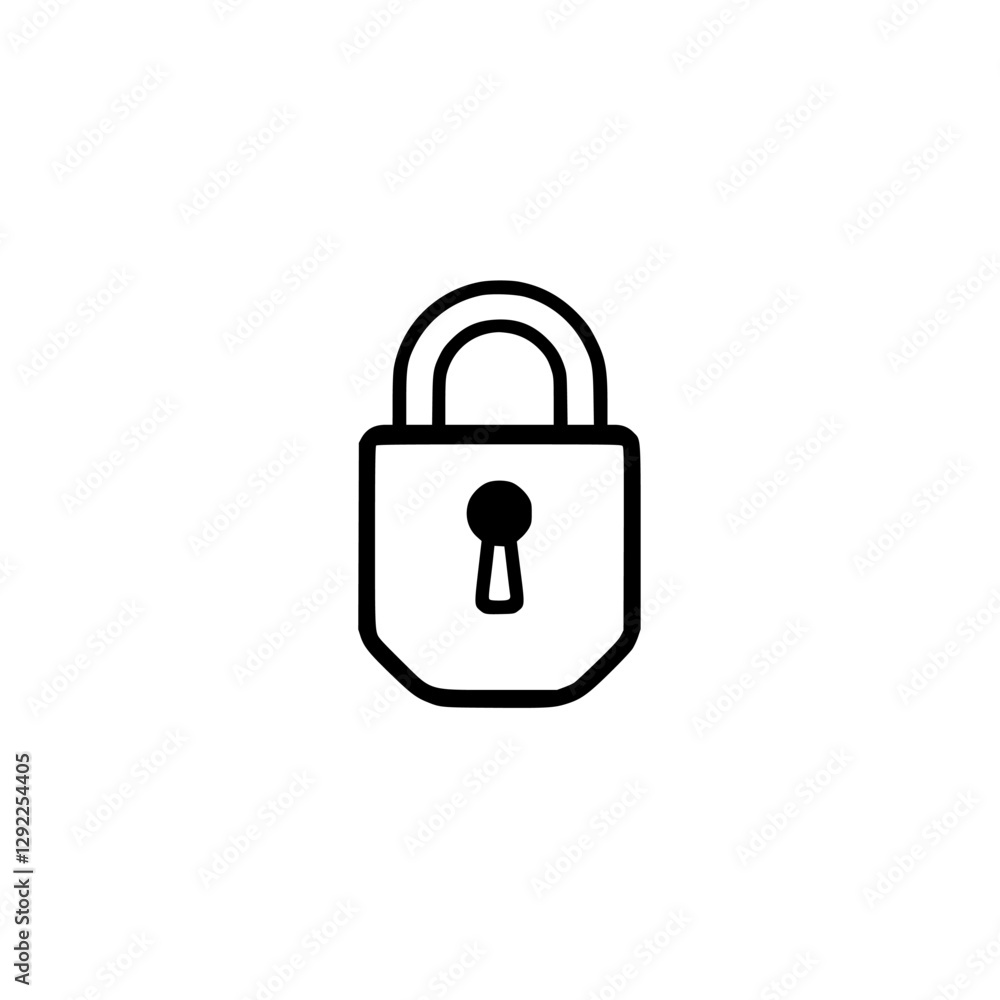 A bold, graphic, and minimalist illustration of a lock, isolated on a white background. A bold, graphic, and minimalist illustration of a lock, isolated on a white background.