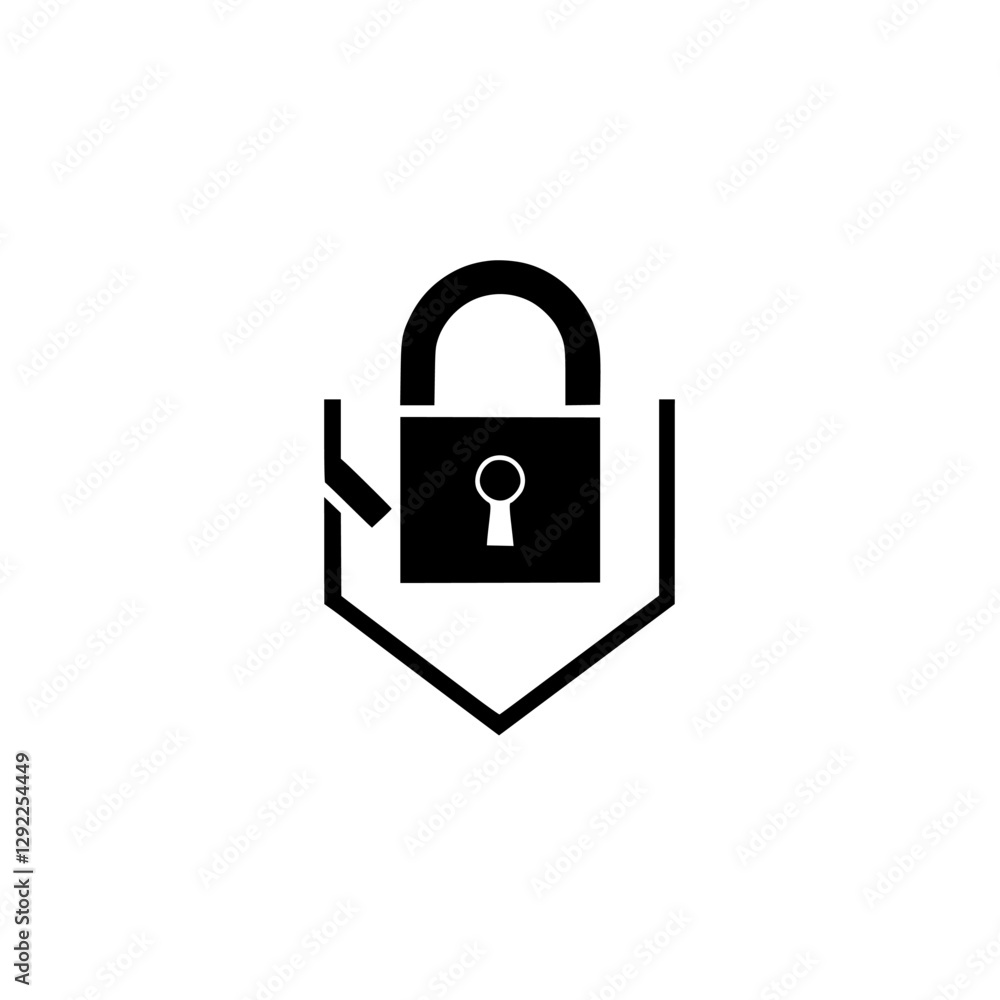 Black Padlock in a Protective Pocket on White Background. Black Padlock in a Protective Pocket on White Background.