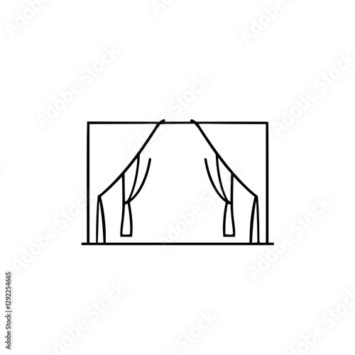 Curtain frame set of curtains is a minimalist style in a white, pure background.