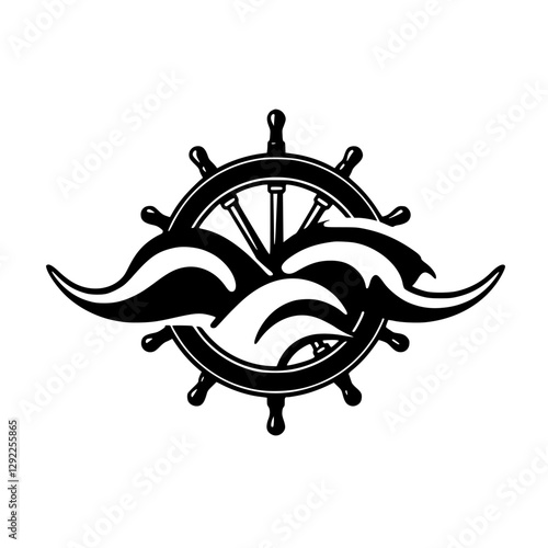 Nautical wheel: Steering the ship of life with waves.