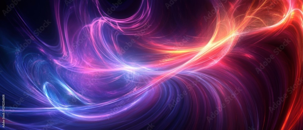 Abstract fractal background with vibrant glowing lines in blue, purple, and red Concept of energy, technology, and futuristic design Abstract fractal background with vibrant glowing lines in blue, purple, and red Concept of energy, technology, and futuristic design
