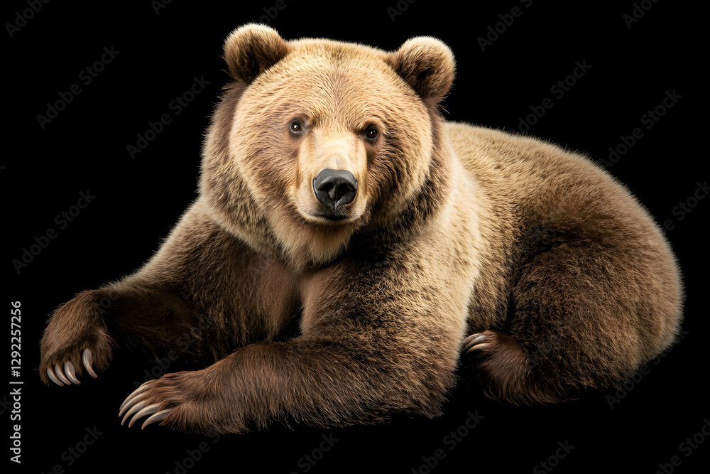 Obraz premium Majestic Brown Bear: A Powerful Portrait Against a Black Background