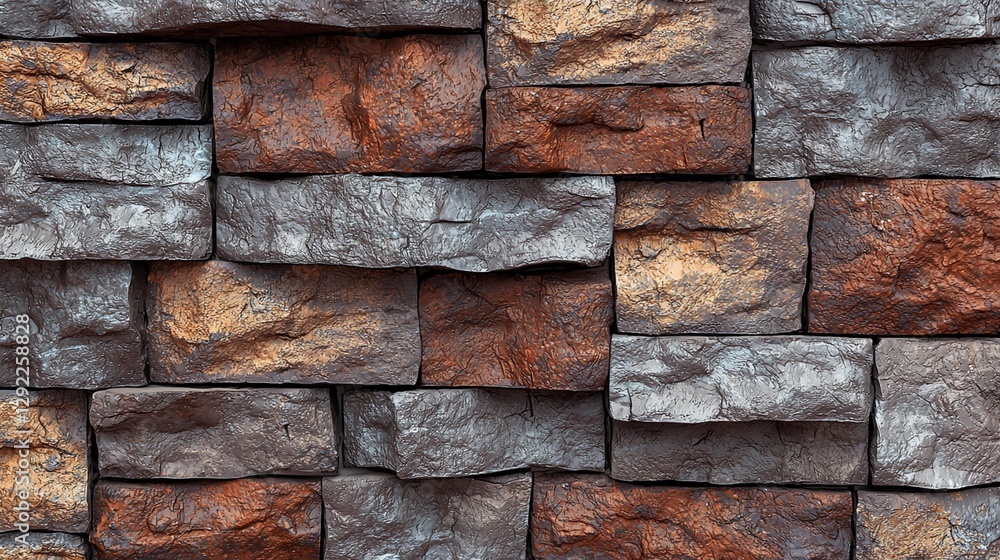 A brick wall with a brown and gray color A brick wall with a brown and gray color