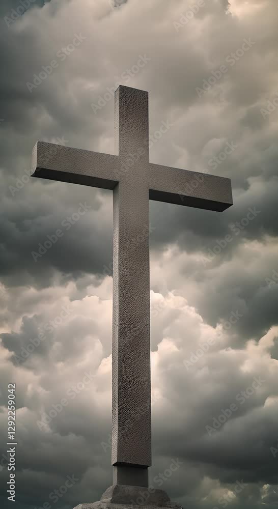 A simple yet powerful cross standing out against a cloudy sky 4K vertical A simple yet powerful cross standing out against a cloudy sky 4K vertical