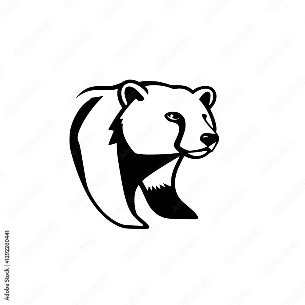 Obraz premium A Black and White illustration of a bear.
