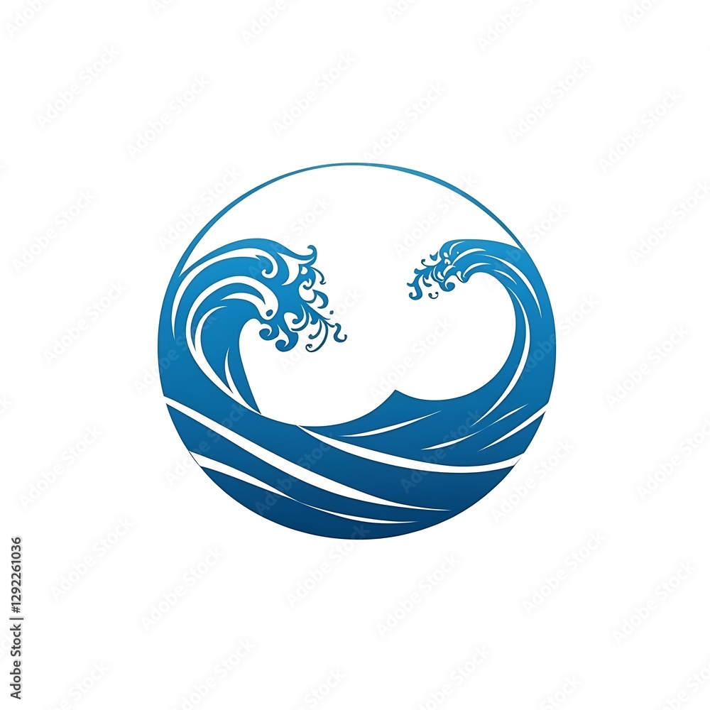 Ocean waves circle design, water background Ocean waves circle design, water background