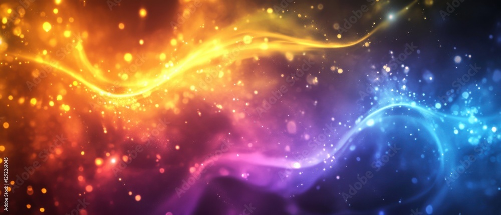 Abstract colorful energy wave background with glowing particles, vibrant nebula, and cosmic light trails for modern technology and science concepts Abstract colorful energy wave background with glowing particles, vibrant nebula, and cosmic light trails for modern technology and science concepts