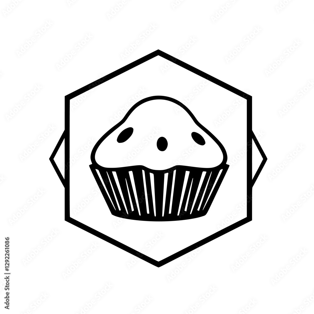 Hexagonal muffin illustration with a minimalist design. Hexagonal muffin illustration with a minimalist design.
