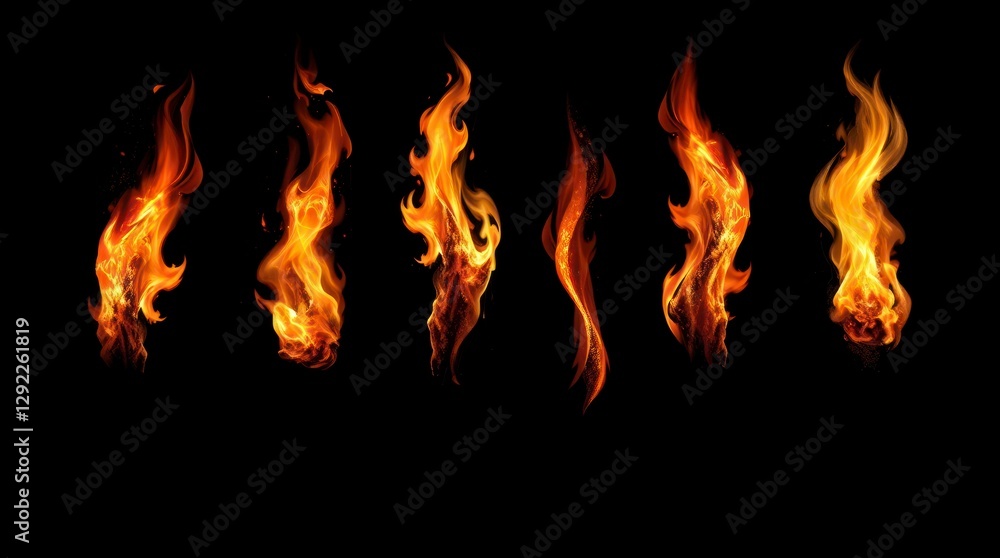 A collection of abstract flames in a surreal, dreamlike style A collection of abstract flames in a surreal, dreamlike style