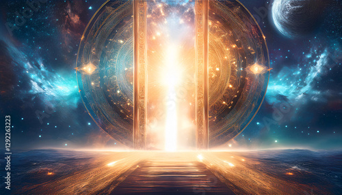 Metaphysical Akashic Records, Hall of records in a temple sitting in the cosmos. Akashic Records light of heaven, etheric energy hall of rememberance, spiritual, review, afterlife
