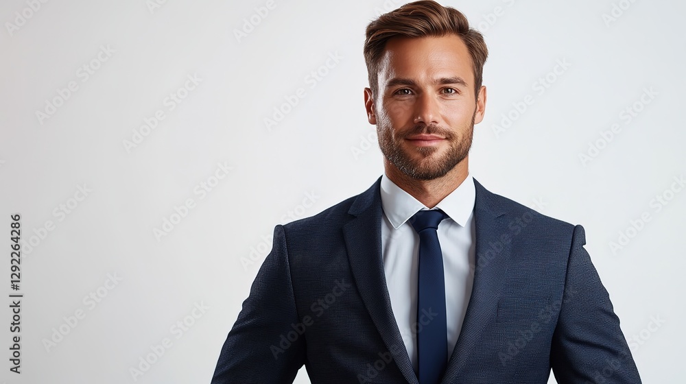 Confident businessman in suit with tablet, isolated on white background , 8k image Confident businessman in suit with tablet, isolated on white background , 8k image