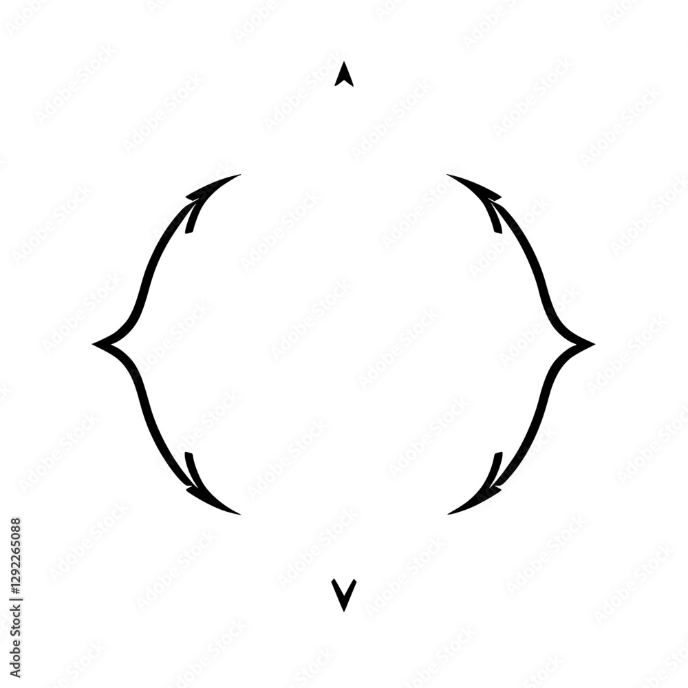 Minimalist Illustration showcasing arrows, symmetrical, and precise, isolated on a white background. Minimalist Illustration showcasing arrows, symmetrical, and precise, isolated on a white background.