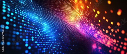 Wallpaper Mural Abstract technology background with glowing dots in blue and orange, representing digital data flow and futuristic network connection Torontodigital.ca