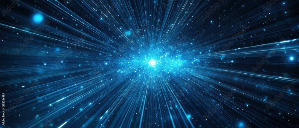 Abstract blue light streaks radiating from a central point, creating a futuristic and energetic background Concept of speed, technology, data transfer, and cosmic energy Abstract blue light streaks radiating from a central point, creating a futuristic and energetic background Concept of speed, technology, data transfer, and cosmic energy