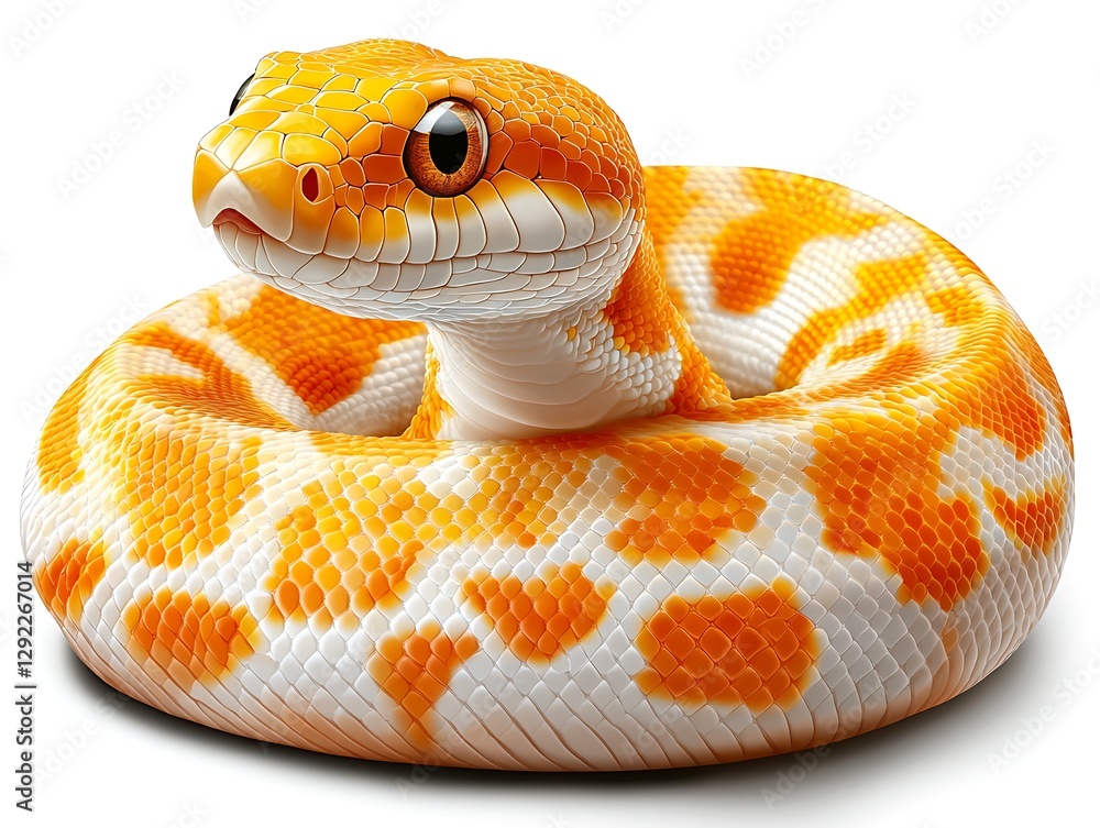 Fototapeta premium Orange Snake, coiled, studio, white background