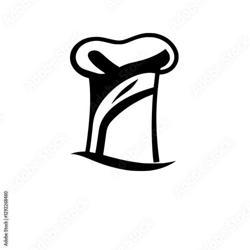 Minimalist black and white silhouette of a chef's hat, showcasing a clean and uncluttered design, suggesting culinary expertise.