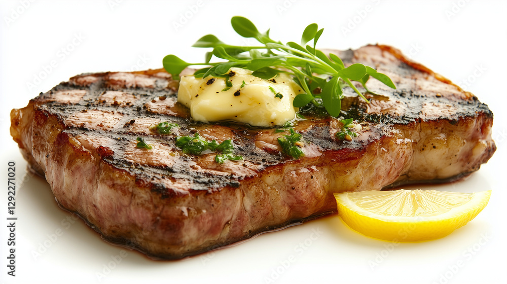Grilled Ribeye Steak with Herb Butter and Fresh Thyme Grilled Ribeye Steak with Herb Butter and Fresh Thyme