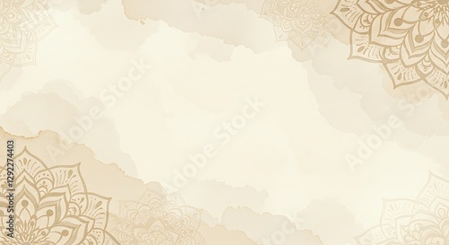 Delicate Mandala Watercolor Background Elegant Design Beige Tones