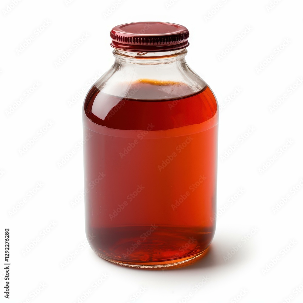 A clean, isolated dicut image of a cough syrup bottle, perfect for healthcare and product design visuals. A clean, isolated dicut image of a cough syrup bottle, perfect for healthcare and product design visuals.
