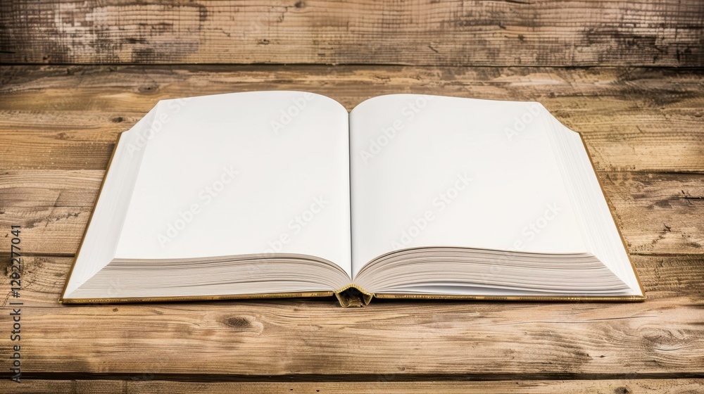 A white book rests on a wooden table, softly illuminated by sunlight, perfect for showcasing your design. A white book rests on a wooden table, softly illuminated by sunlight, perfect for showcasing your design.