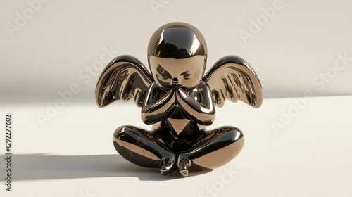 A charming 3D metallic baby angel sculpture casts a delightful shadow, perfect for adding a touch of joy to any space.