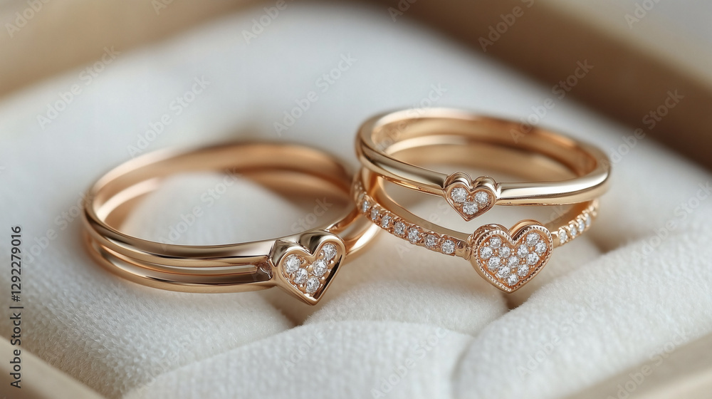 Anillos de oro con diseño de corazón y diamantes Anillos de oro con diseño de corazón y diamantes