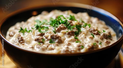 Rich and creamy Pioneer Woman sausage gravy served over biscuits for a comforting breakfast.