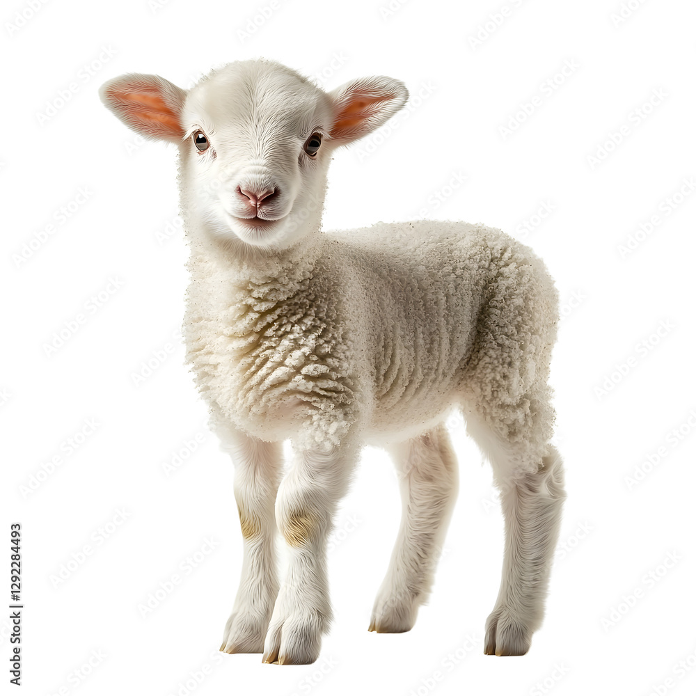 Cute white lamb isolated on a white background Cute white lamb isolated on a white background
