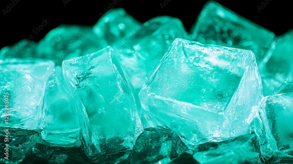 Aquamarine mint ice cubes for refreshing summer background design Aquamarine mint ice cubes for refreshing summer background design